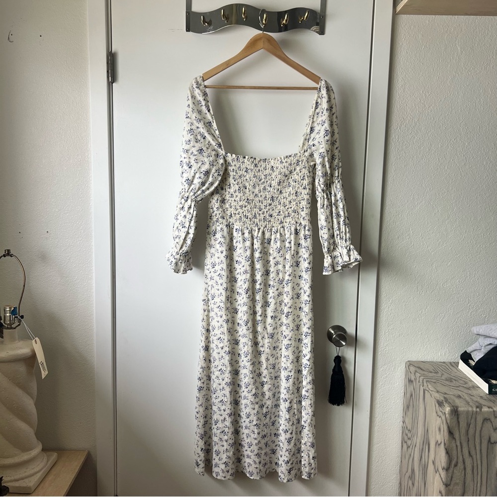 REFORMATION Hyland White Linen Midi Dress
